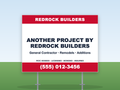 Contractor yard sign with H-stake in a front lawn — Another Project By design, 24x18 coroplast