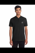 Verified Guys approved black pique polo — badge logo left chest